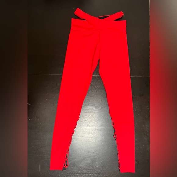 Jonathan Simkhai Cross over sexy red Renee leggings - Picture 2 of 4